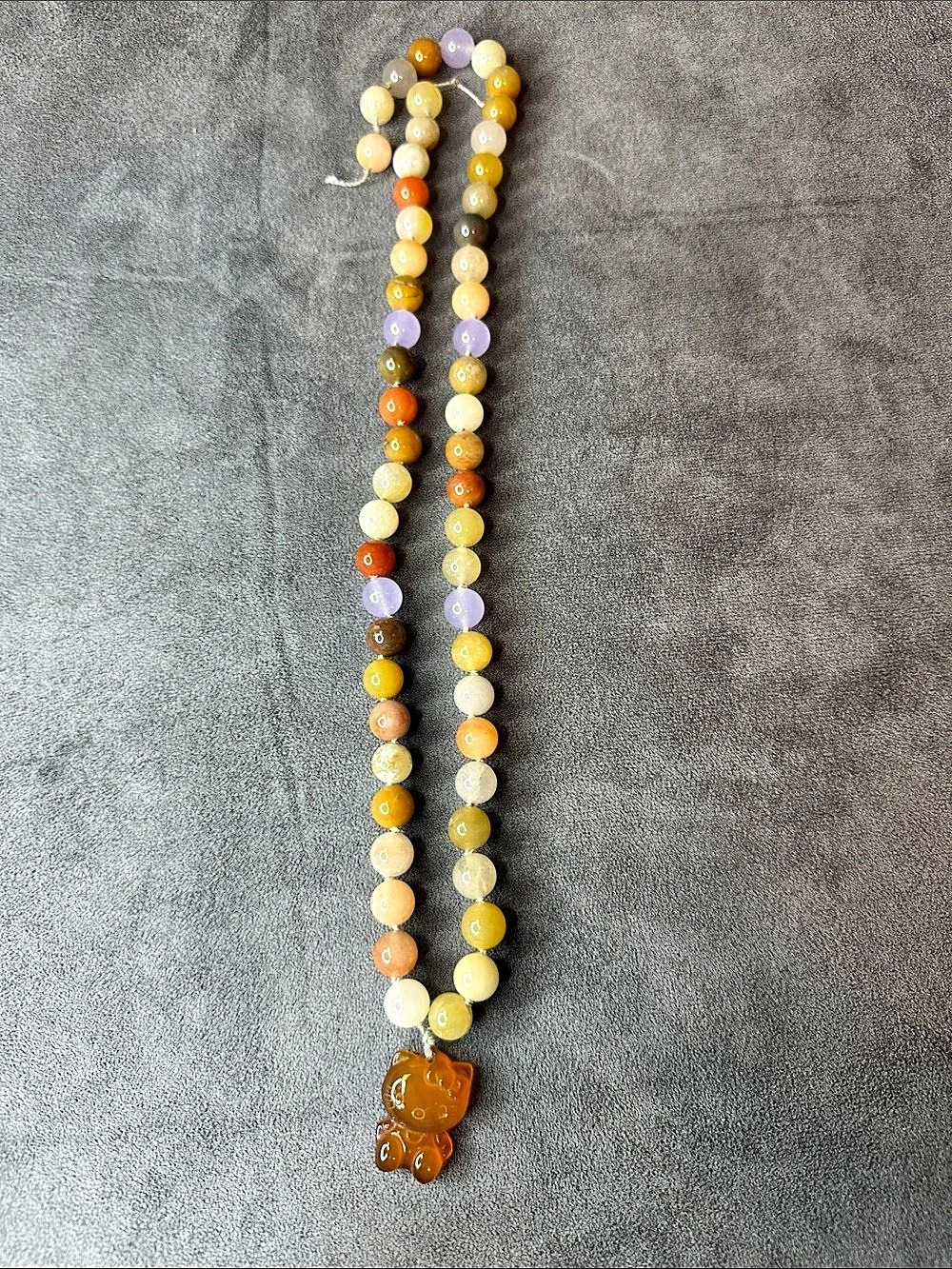 Sanrio Beaded Cat Pendant Necklace Yellow & Orange